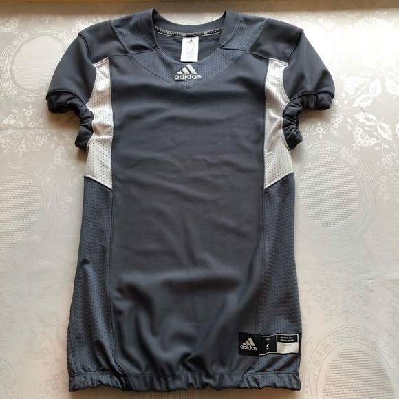 Adidas Men’s Size S Tech-Fit Hyped Football Mesh Shirt Gray/White Jersey Elastic - Picture 1 of 16